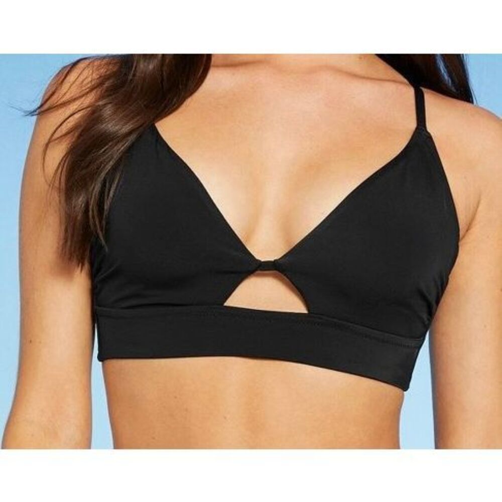 Women S Longline Cut Out‎ Bikini Top - Shade & Shore Black 34B